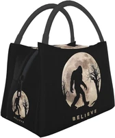 funny bigfoot sasquatch full moon lunch bag tote bag for women lunch box reusable insulated lunch container work pinic travel