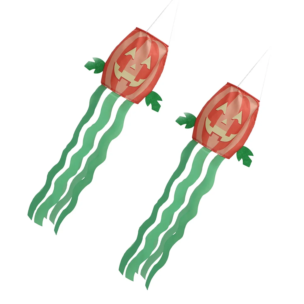 

2 Pcs Pumpkin Windshield Banner Garden Hanging Decor Outdoor Halloween Flag Indicator Sock Yard Hair Dryer Supply