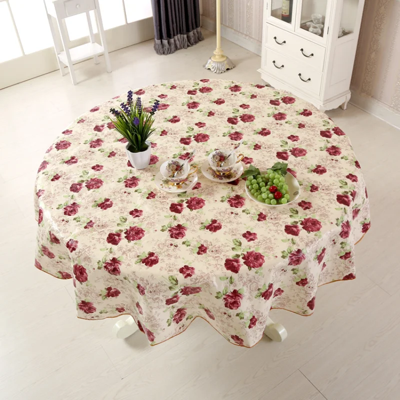

Waterproof Table cloth Oil Round Tablecloth Flower PVC Tablecloth Home Kitchen Dining decoracion para mesa de comedor