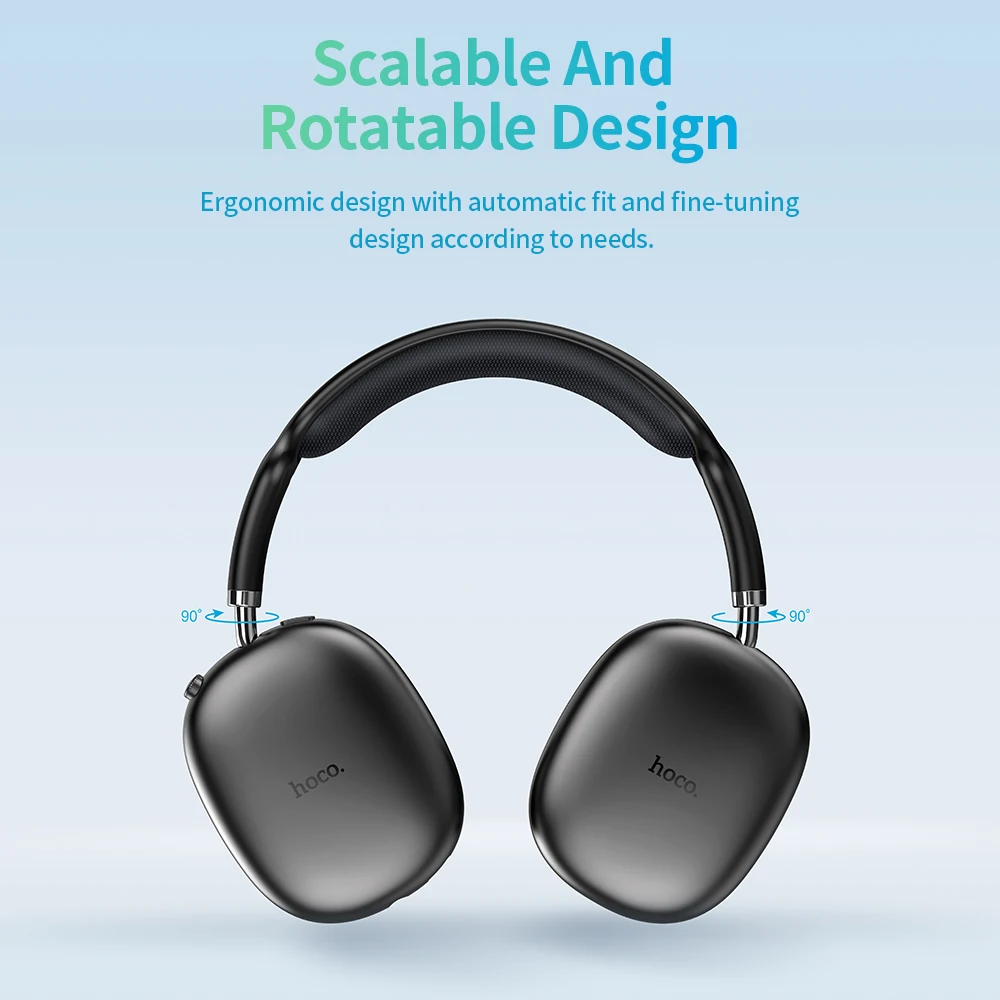 Фото HOCO W35 Air Накладные Bluetooth-наушники Беспроводная спортивная гарнитура Поддержка TF-карты AUX-режим Stereo Smart Gaming Студенческие наушники №4