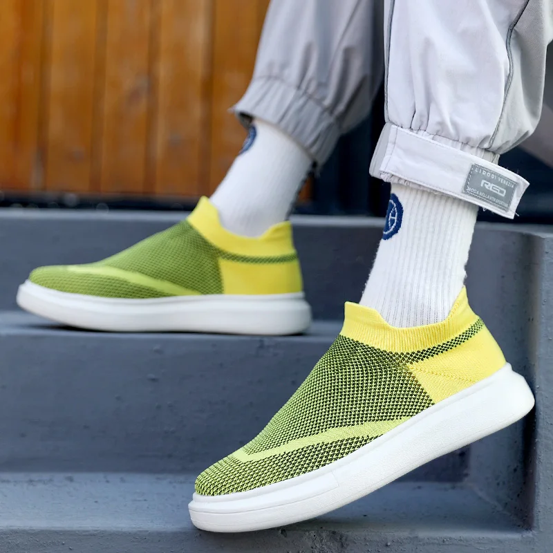 Men Women Walking Shoes Thick Sole Sock Sneakers Comfortable Unisex Knitted Loafers Slip on Athletic Sports Shoes
