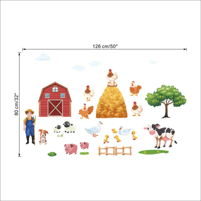 Милые наклейки на стену в виде животных из растений для детского сада детской