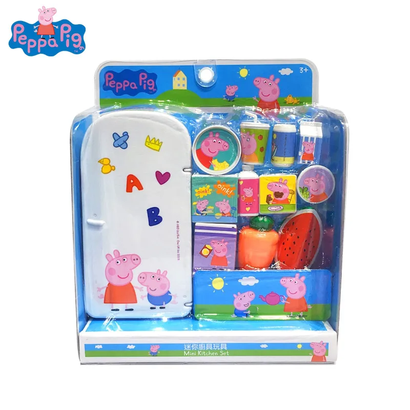 

Genuine Peppa Pig Simulation Kitchen Toy Set Real Scene Mini Refrigerator Pink Pig Kitchenware Play House Educational Toys