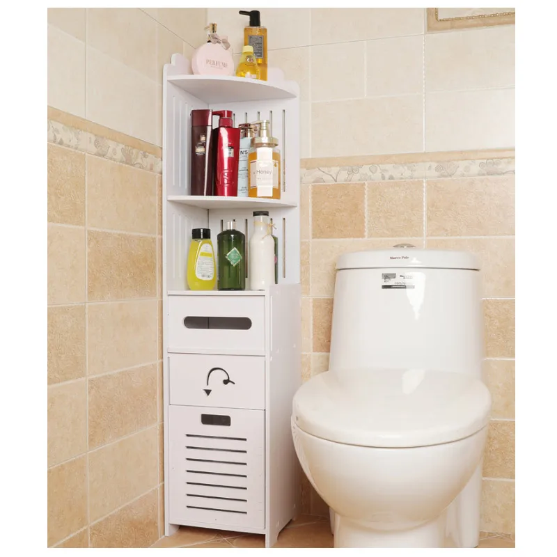 

Waterproof Bathroom Vanity Floor Standing Bathroom Storage Cabinet Washbasin Shower Corner Shelf Plants Sundries Storage Racks