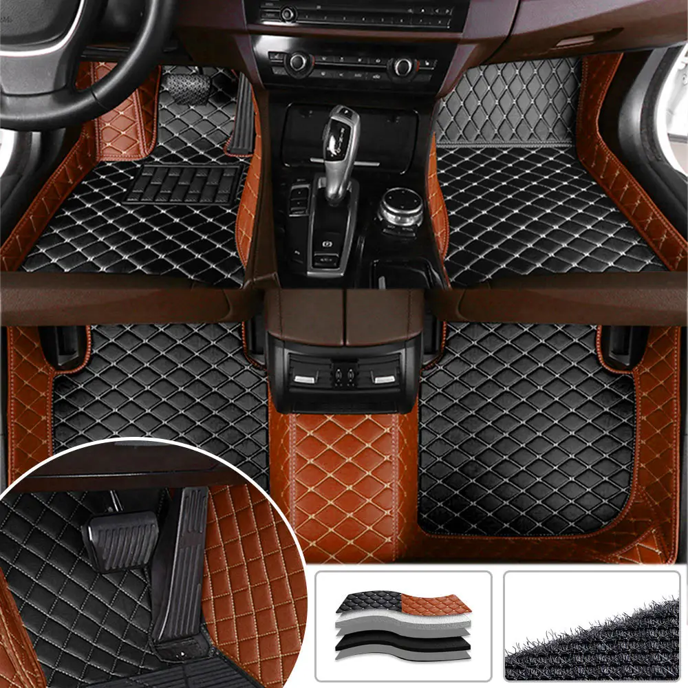 

Custom Fit Car Floor Mats For NISSAN March Ⅳ Tiida C11 C13 Bluebird Rogue Navara Interior Styling Carpet Leather Auto Foot Pads