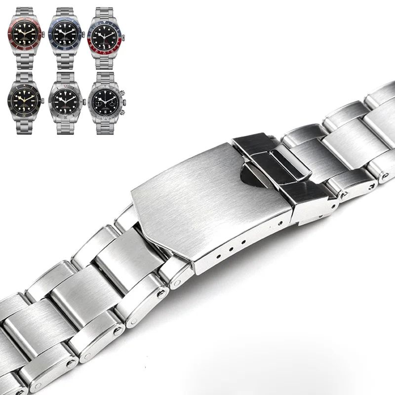 Watch Band For TUDOR 316L Series Solid Stainless Steel Strap Male 22mm Bracelet Waterproof Watch Accessories Rivet Drawing