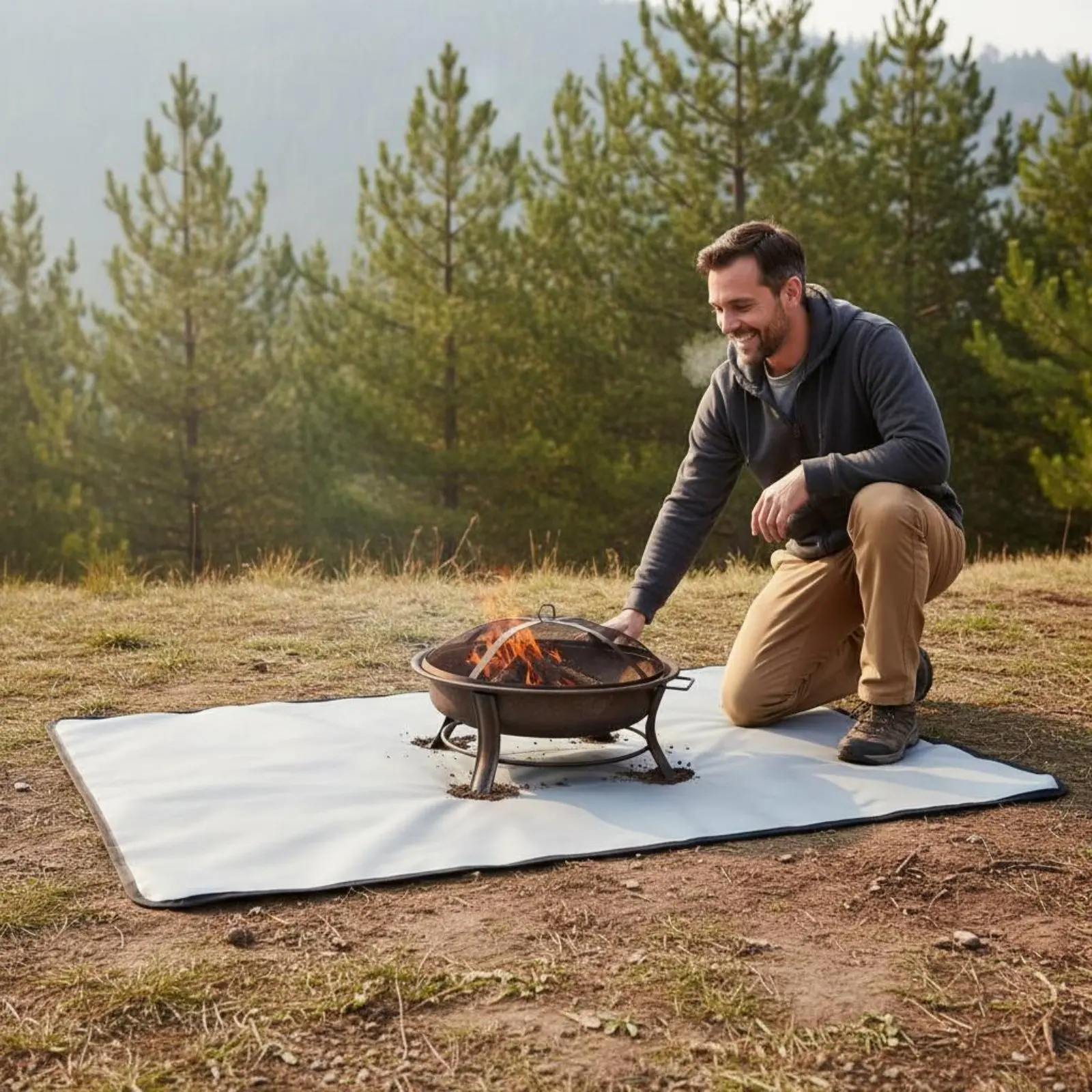 Фото Огнестойкий коврик для гриля с силиконовым покрытием, из стекловолокна, для защиты пола под грилем, прочный, легко чистится №2