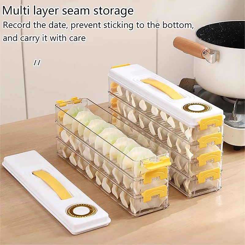

Dumpling Storage Box Stackable Clear Refrigerator Dumpling Box With Date Display Reusable Jiao Zi Storage Container With Lids