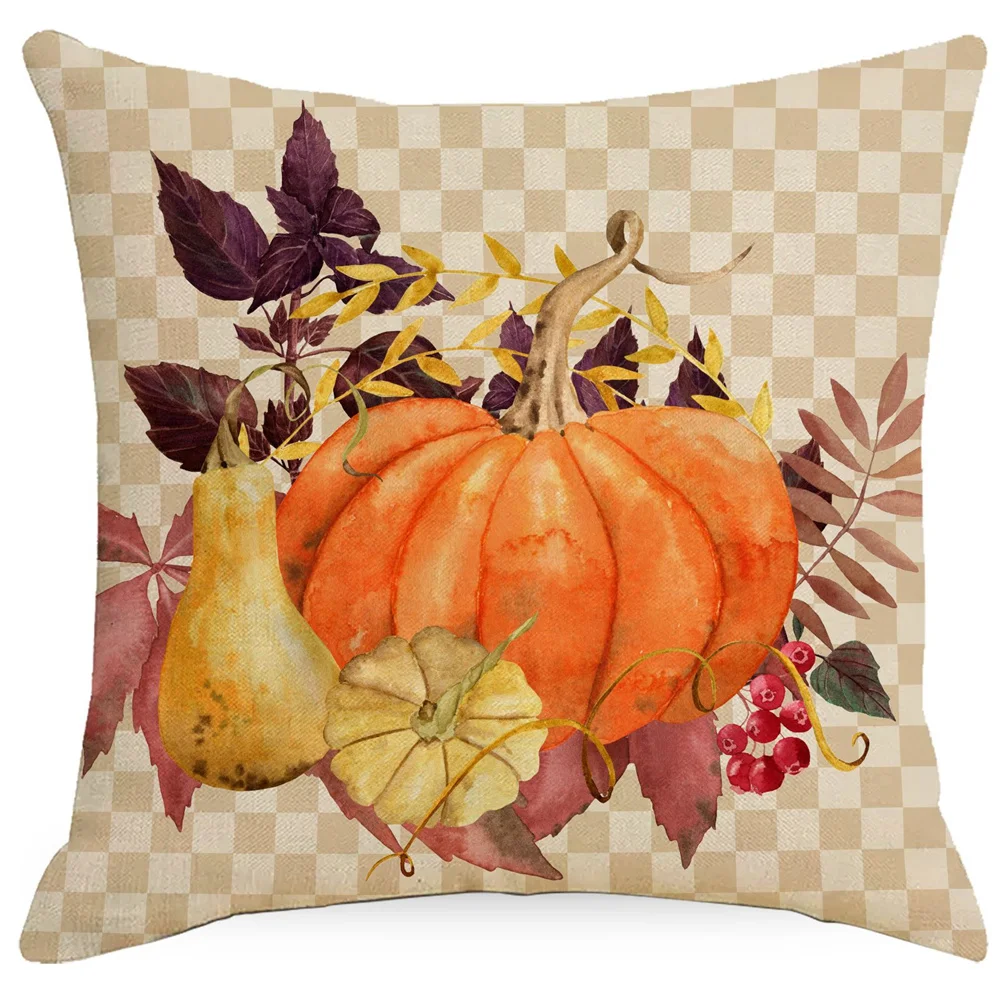 

Pumpkin Pillow Cover Orange Maple Leaf Thanksgiving Cushion Cover Living Room Bedroom Autumn Harvest Pillow Cover Home Decor