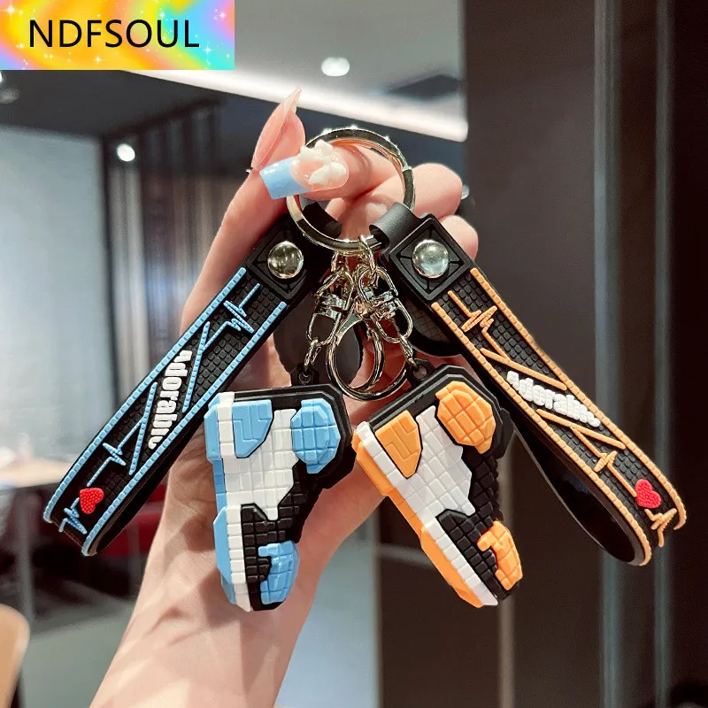 Keychain Building Blocks Anime Charm Key Chain Men's Backpack Keyfob Accessories Friends Gift Keyring