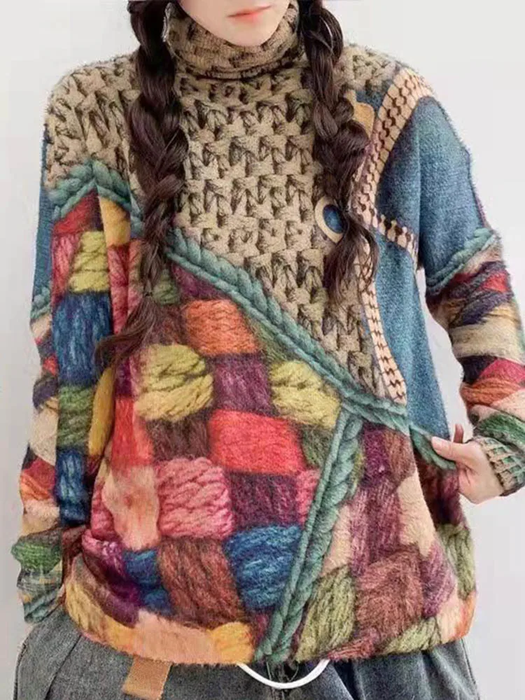 Новинка 2021 зимние женские свободные свитера Max LuLu с принтом женская теплая