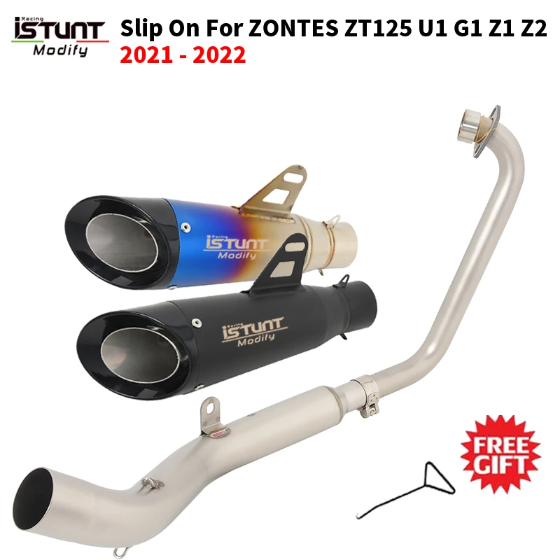 

Слипоны для Zontes ZT125 U1 G1 zt125 Z1 Z2 2021-2022 мотоциклетная выхлопная труба, модифицирующая каталитическая Соединительная труба, труба для мотокросса, глушитель