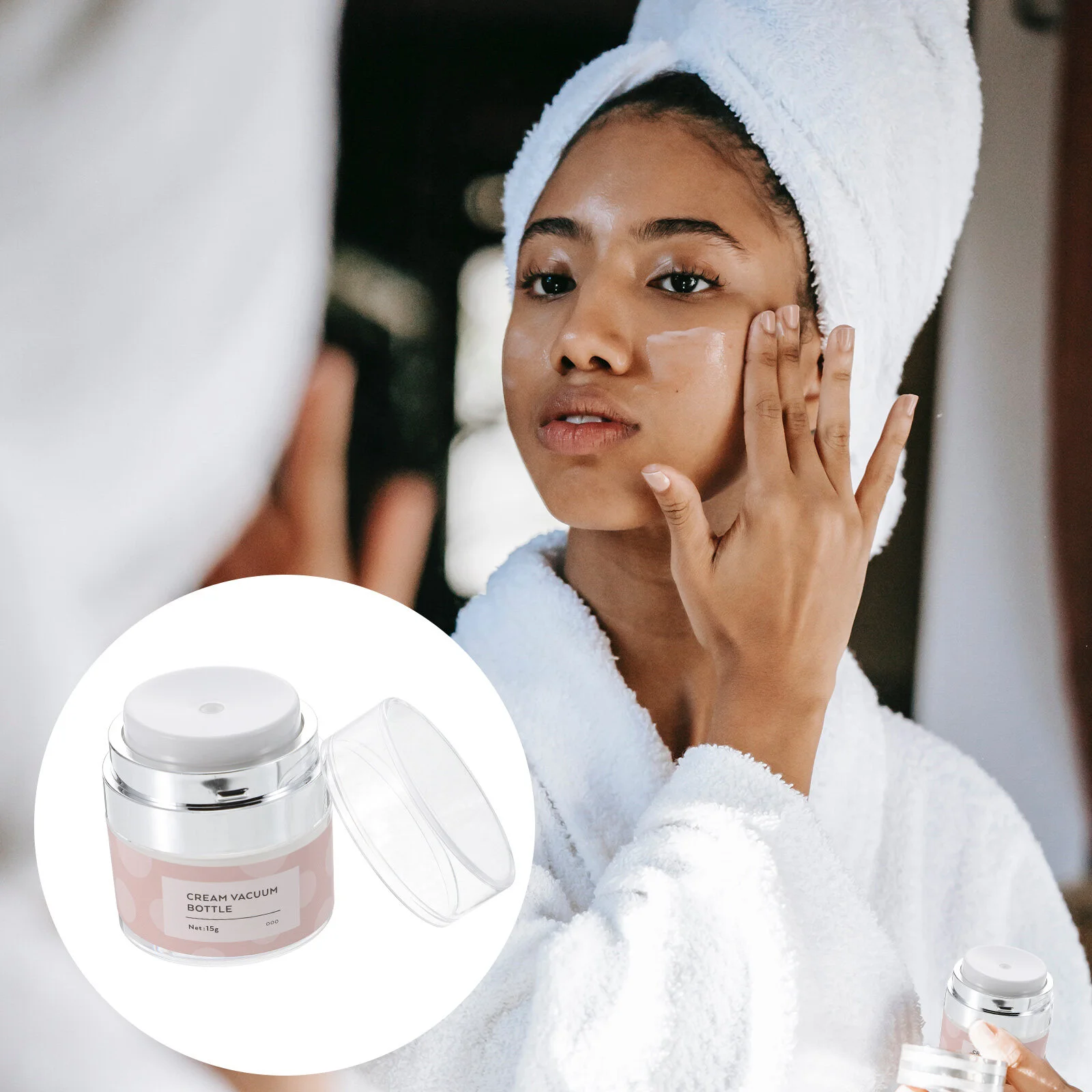 

Pump Airless Cream Jar Container Bottle Vacuum Travel Refillable Jars Containers Bottles Lotion Empty Makeup Face Sample