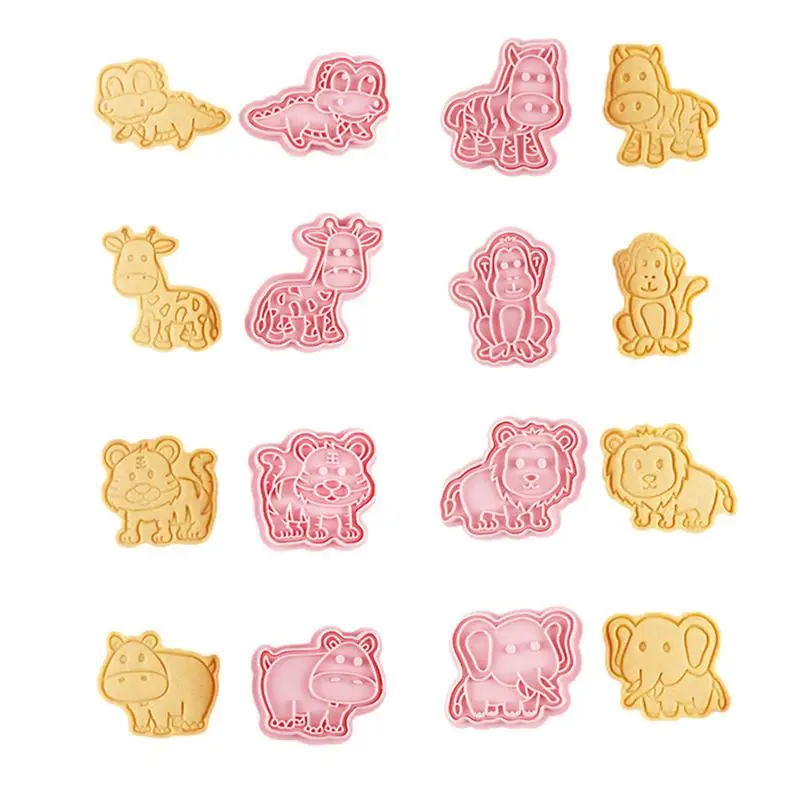 

Animal Cookie Cutters 8pcs Cookie Mold Biscuit Cutter Quick Release Animal Pattern For DIY Making Ergonomic Design For Jelly