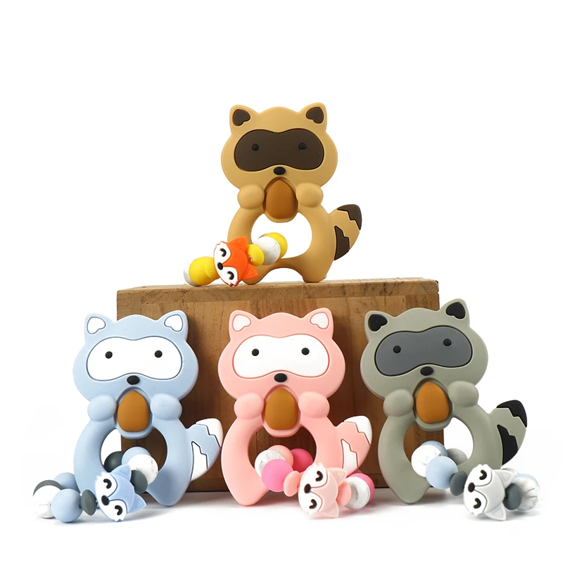 

1Pcs Food Grade Silicone Pendant Cartoon Squirrel Baby Teether Bracelet Baby Teething Toy Accessories Nursing Gift 4 Color