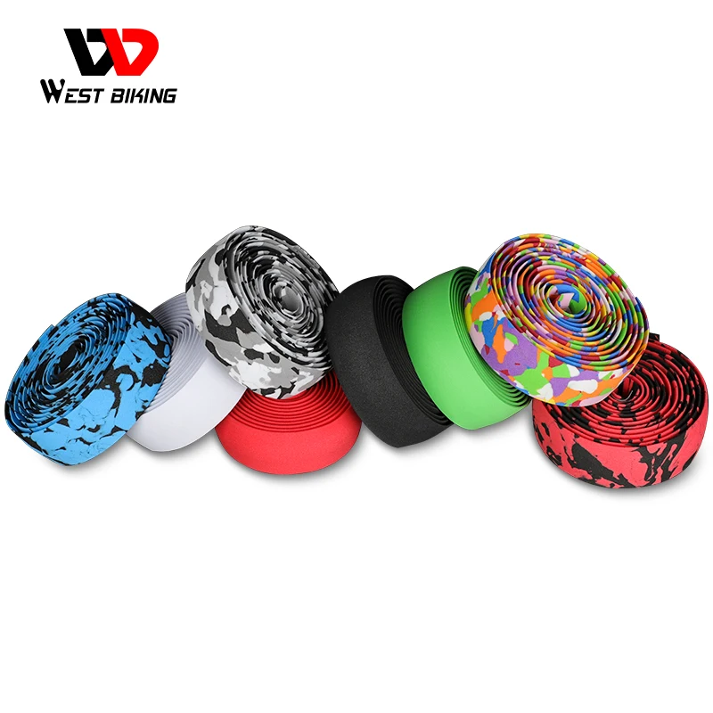 

WEST BIKING Bicycle HandlebarTape Camouflage Anti-Slip Damping Cycling Road Bike Handle Belt Wraps with Bar End Plugs Grip Tape