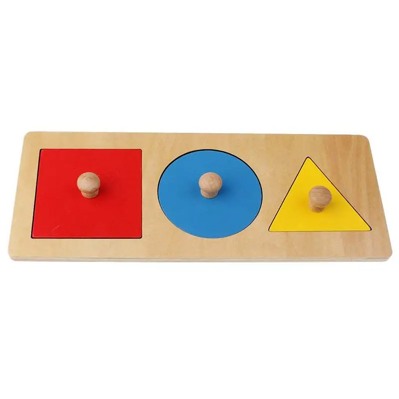 

1 Kit Montessori Geometrie Wooden Toy - Educational Game Early Learning Toy For Child Baby (Round + Triple-Cornered- + Square) 3