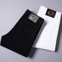 summer spring cotton fashion brand mens jeans trousers straight elastic business pant classic style jeans denim man pants