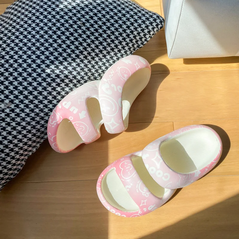 Women's slippers summer personalized printing indoor antiskid wear-resistant thick soled EVA slippers shoes women