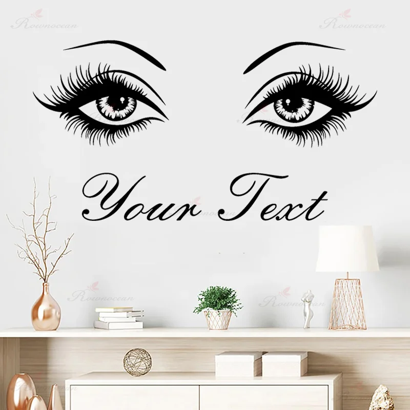 

Customized You Text Beauty Salon Wall Sticker Vinyl Eyelashes Lash and Brow Makeup Decals Interior Room Decor Wallpaper AA63