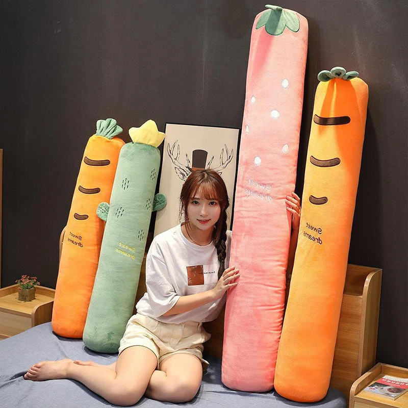 

Cartoon Velvet Cute Fruits Bolster Pillow Cover Neck Back Lumber Support Long Body Cushion Cover Cylindrical Sleeping Pillowcase