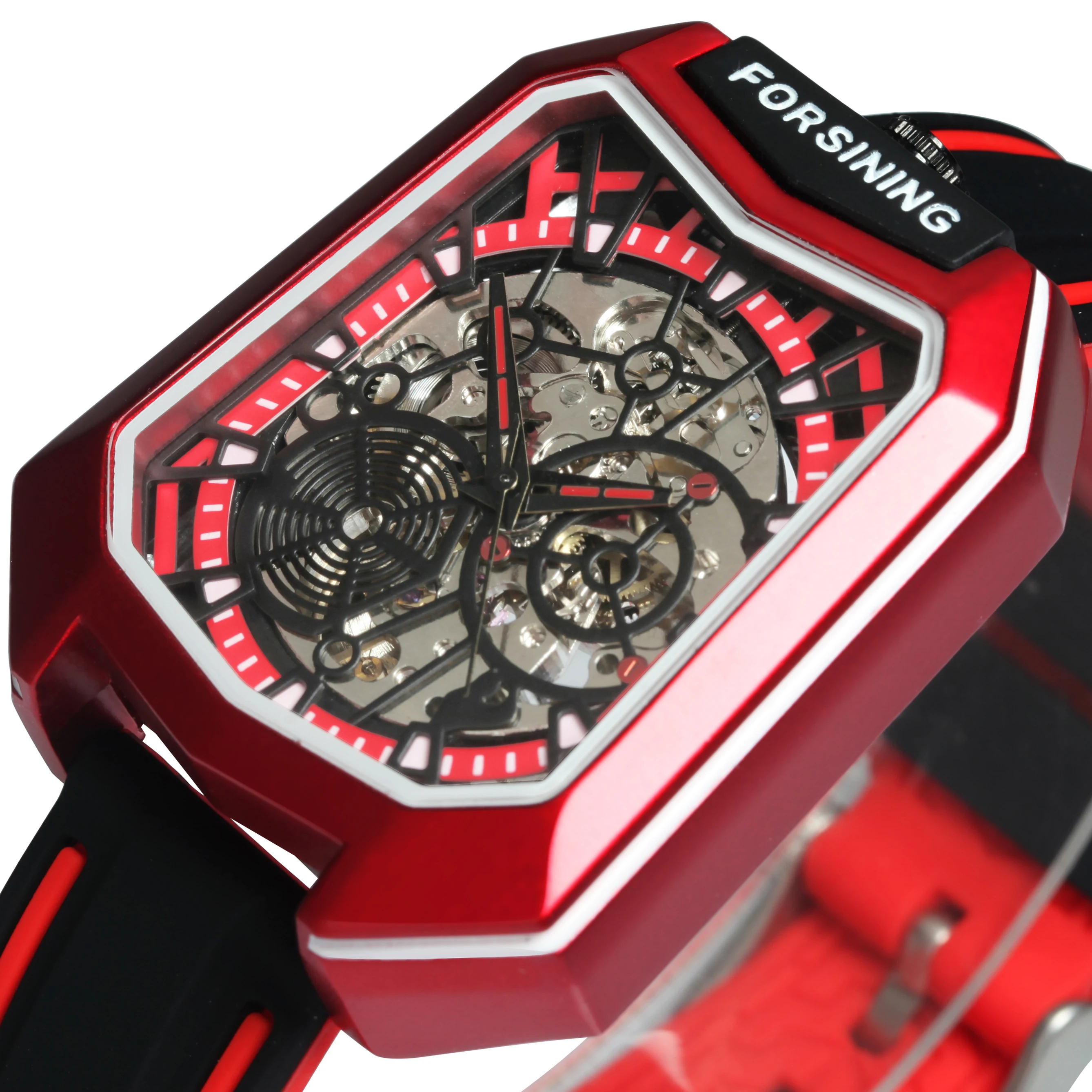 Модные спортивные автоматические механические часы со скелетом для мужчин