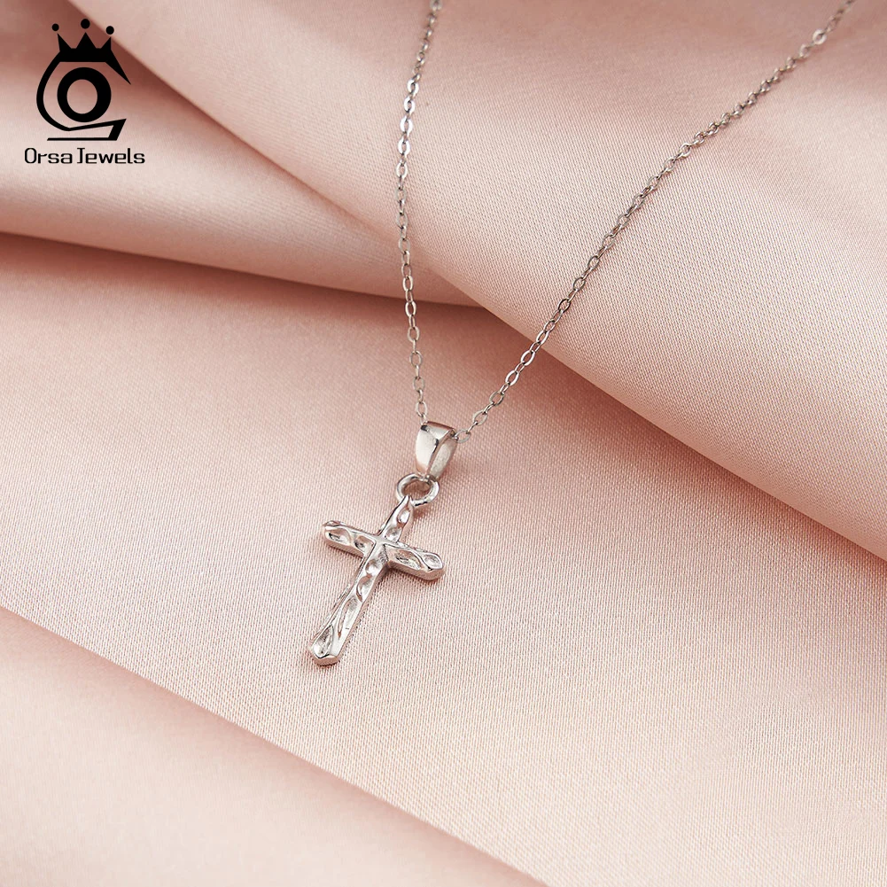 ORSA JEWELS ожерелье с подвеской в виде креста из стерлингового серебра 925 пробы