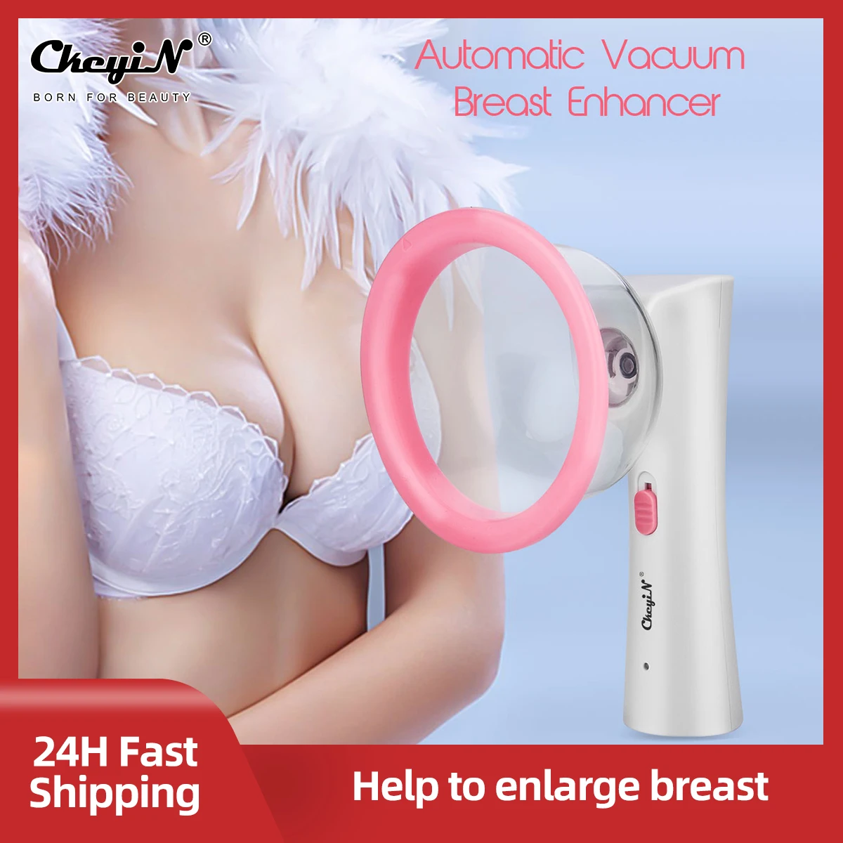 

CkeyiN Female Breast Enlargement Pump Electric Chest Massager Vacuum Suction Cup Breast Enhancer Device Enlarger Stimulator 50