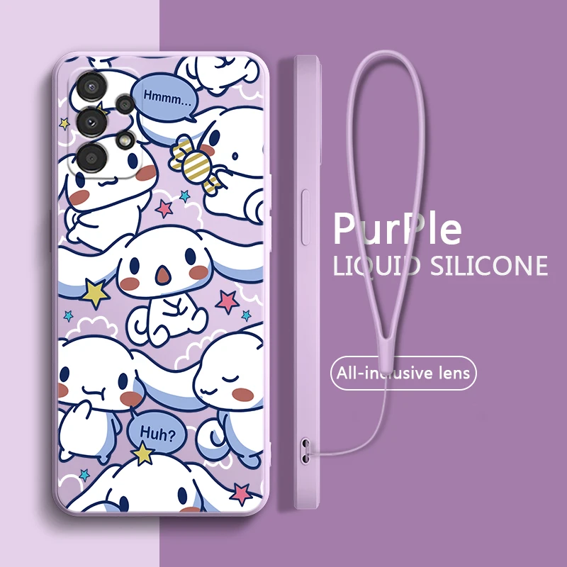 

cinnamoroll Cute Anime For Samsung A73 A72 A54 A53 A52S A42 A34 A33 A32 A23 A22 A14 A13 A12 Lite Liquid Rope Phone Case