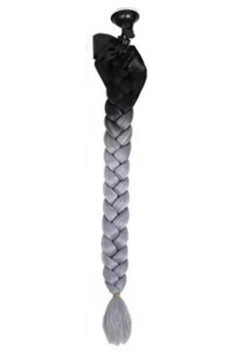 

Motorcycle helmet ornament 5 thick braid hair gray