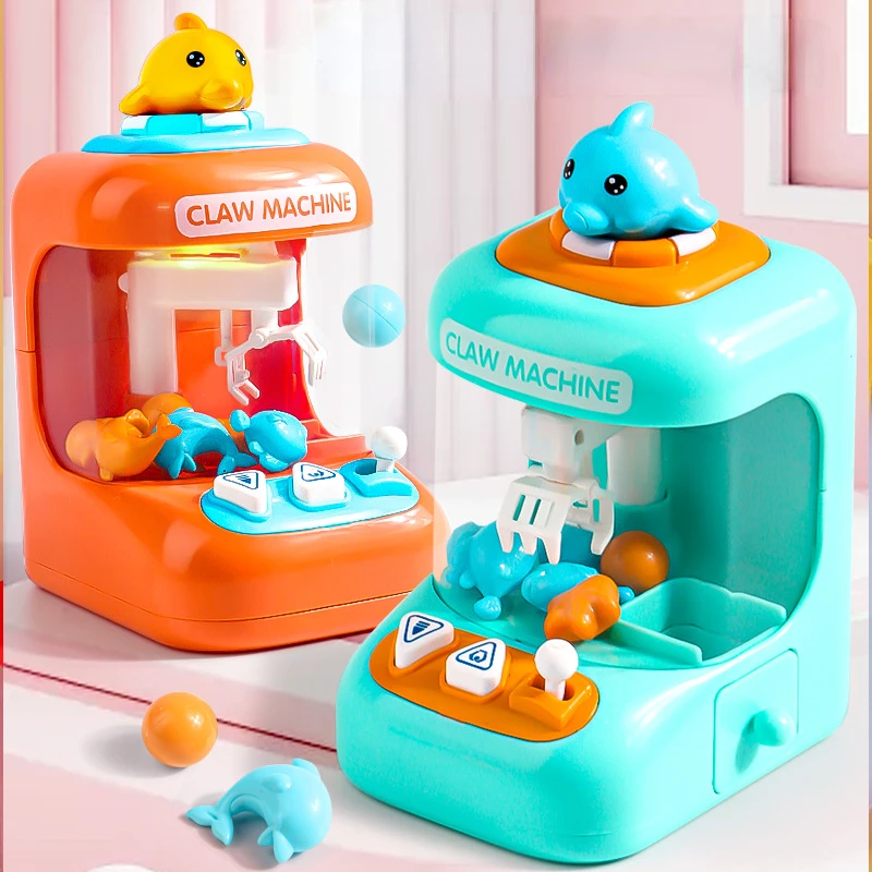 

Mini Children Claw Machine Cartoon Handheld Crane Game Arcade Toys Clip Doll Machine Kids Interactive Toys Baby Birthday Gifts