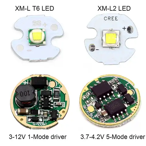 16 мм Cree XML T6 XM-L2 светодиодный эмиттер чип диод 17 мм 3 - 12 в 1 Режим 3,7-4,2 в 5 режимов драйвер печатная плата фонарик DIY части