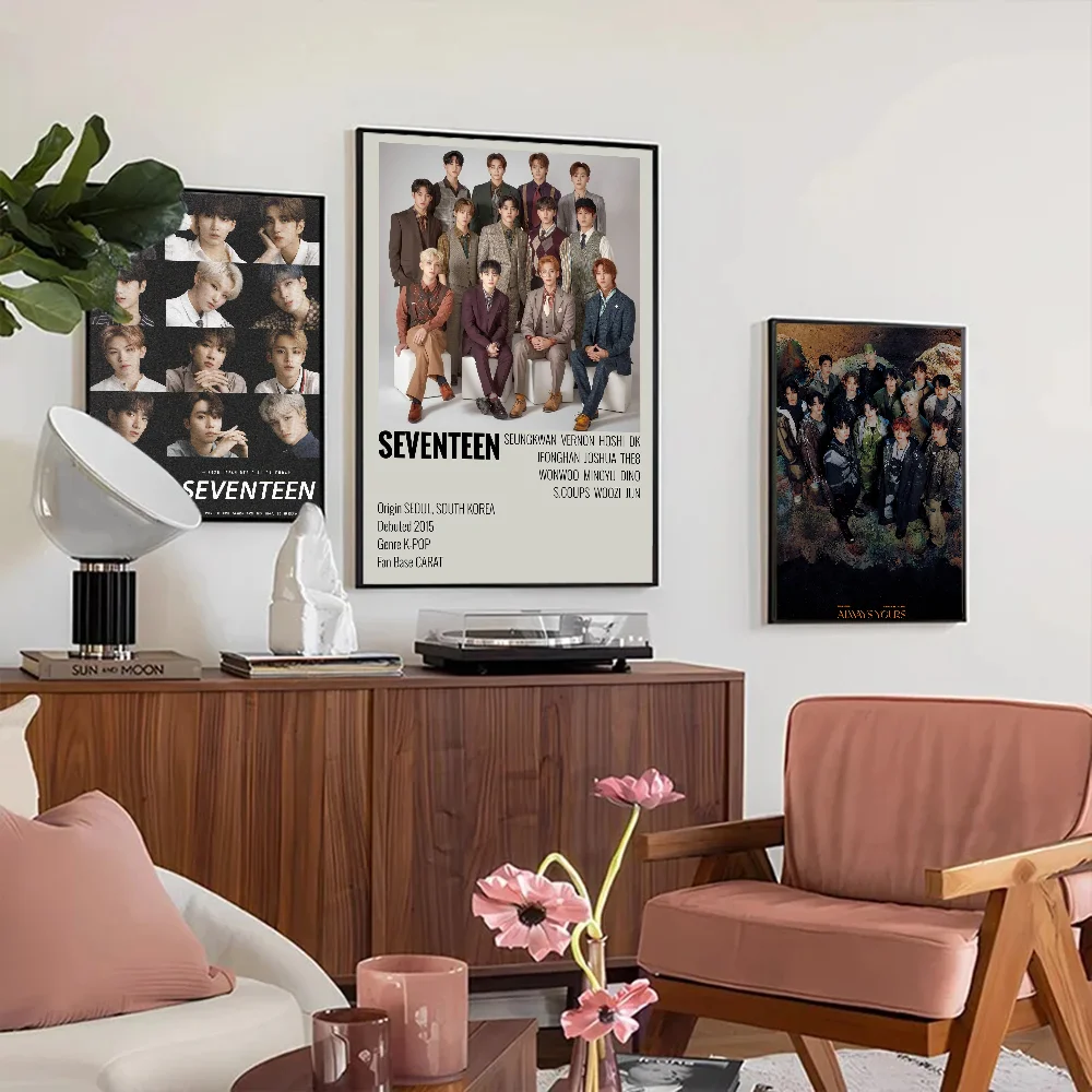 S-Seventeen K-Kpop Classic Movie Posters Fancy Wall Sticker For Living Room Bar Decoration Decor