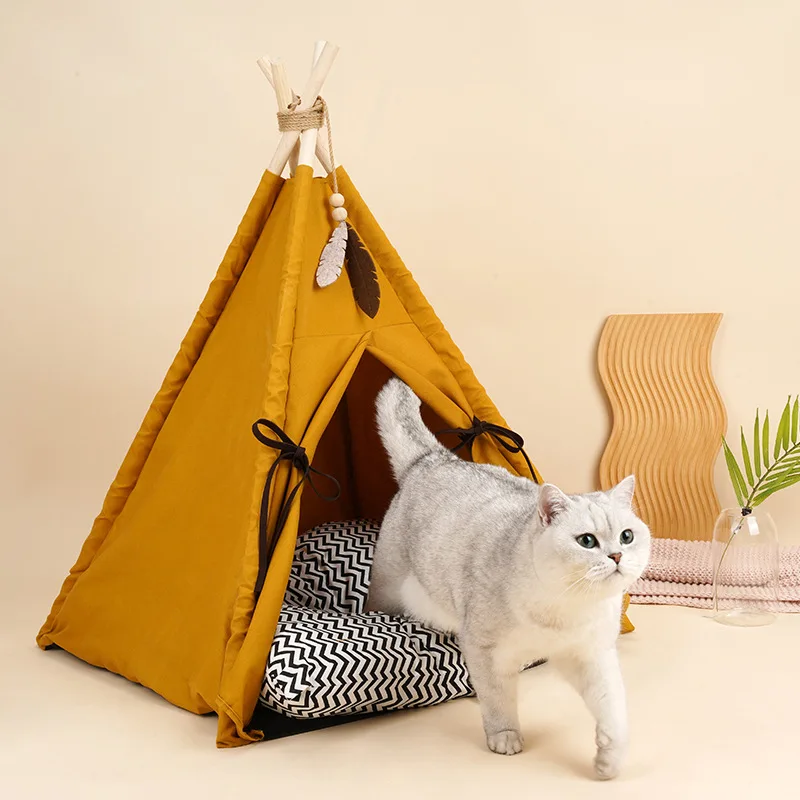 

Pet Tent Sunset Yellow Cat Litter Pet House Semi-enclosed Four-season Universal Detachable And Washable Cat Supplies