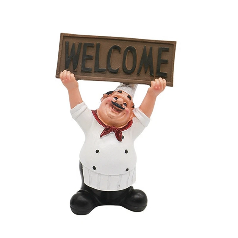 

2X Creative Home Gift Chef Decoration Chef Hands Up Welcome Sign "WELCOME" Little Chef Crafts Home Decor Coffee Shop