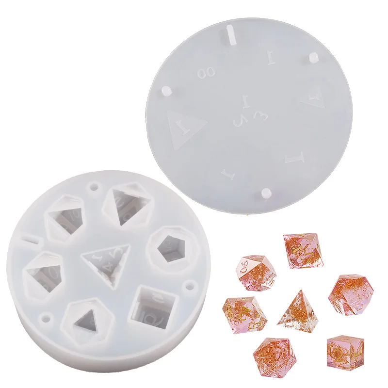 

DIY Crystal Epoxy Resin Mold Polyhedral Dice Set of Seven Keychains Diy Board Game Dice Silicone Molds