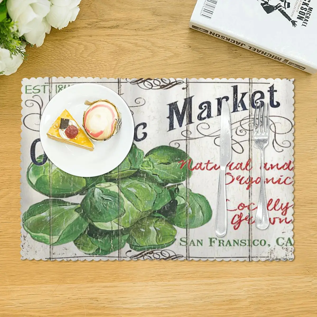 Органическая ферма, рынок Debbie Dewitt, коврик для обеденной тарелки, четыре листа, коврик для стола, кухонная декоративная подкладка