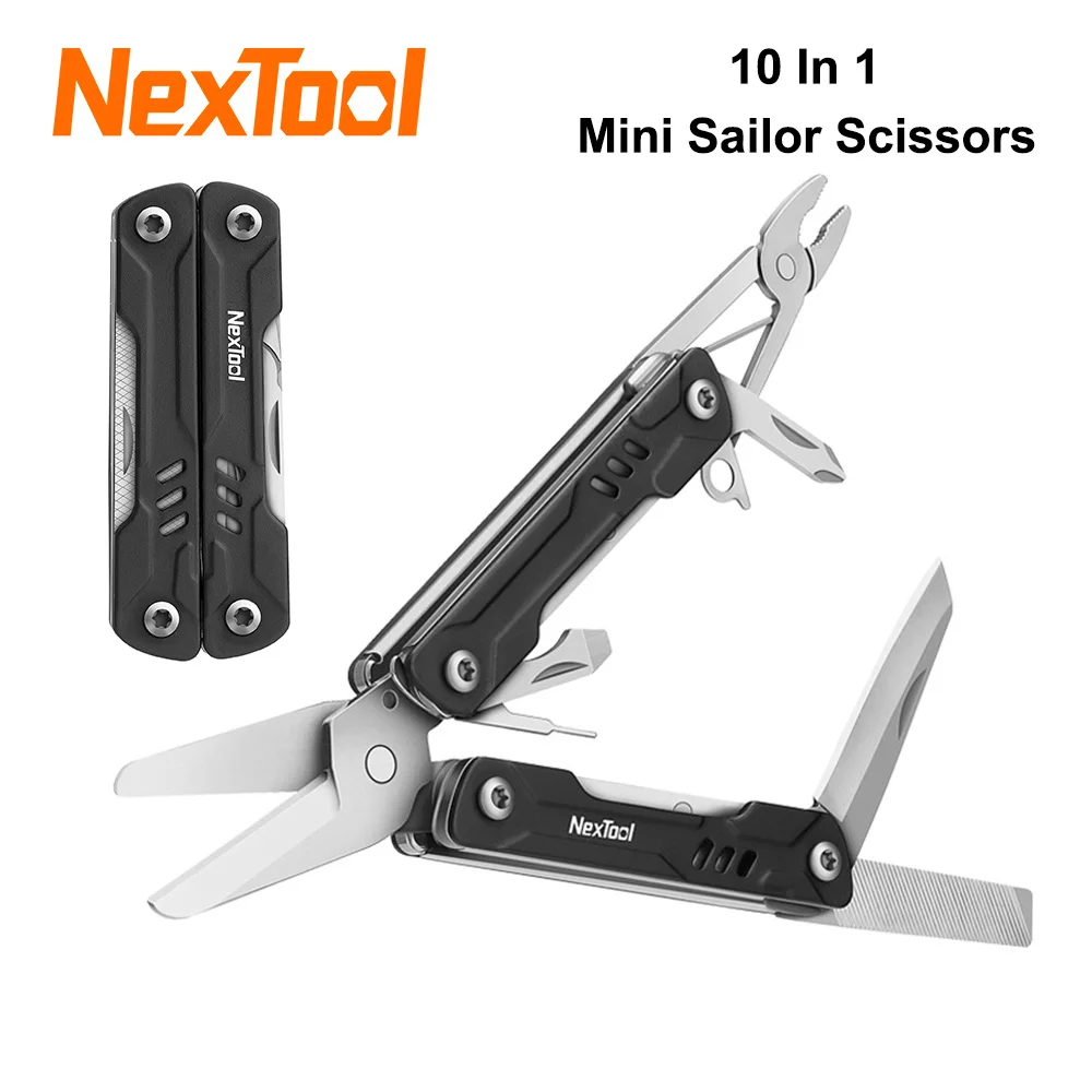 Фото NexTool, мини-матрорские ножницы, версия 10 в 1, многофункциональные инструменты EDC, ручные плоскогубцы, мини-карманный складной нож, многофункциональные инструменты №1
