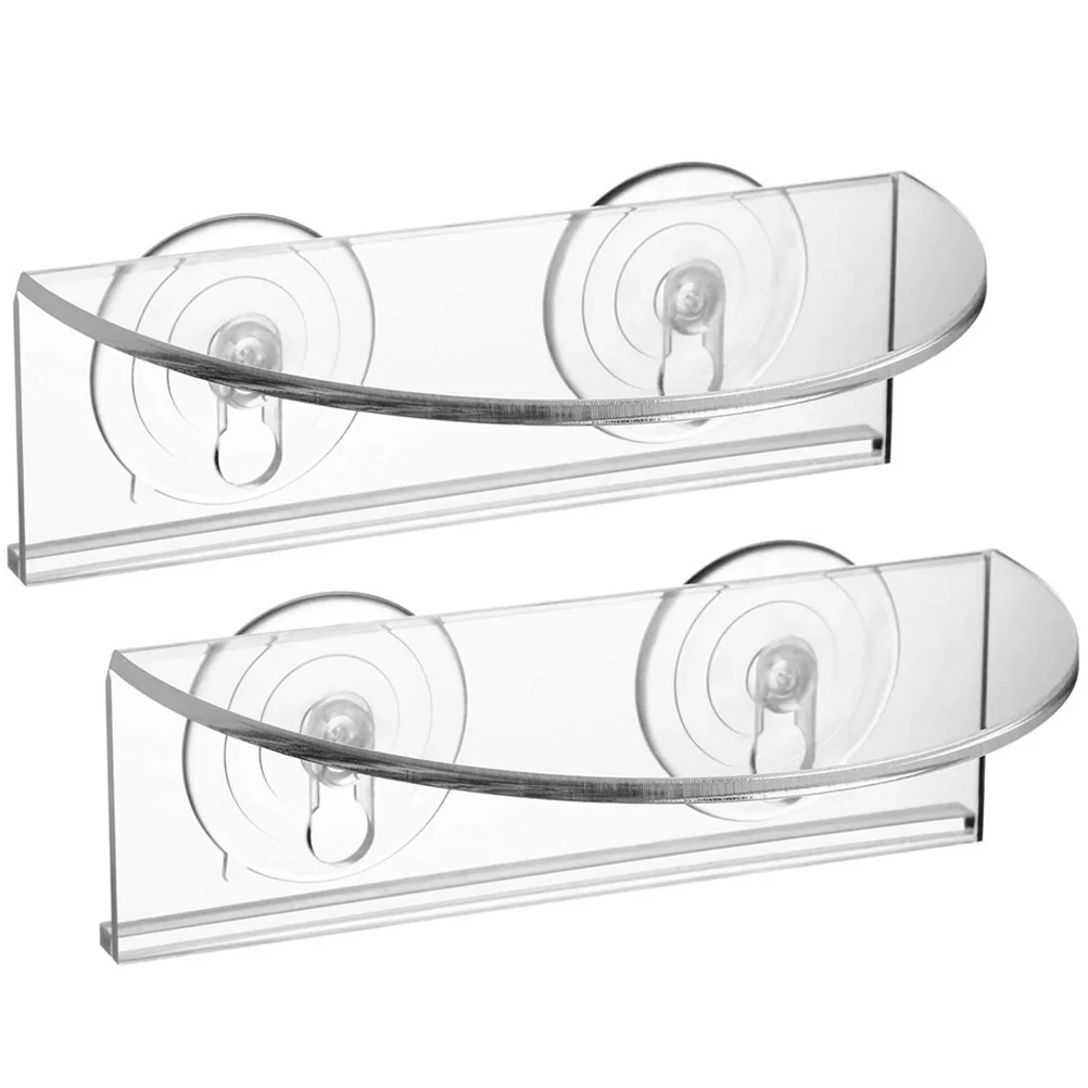 

2 Pcs Suction Cups Glass Small Potting Racks Shelf Practical Bonsai Acrylic Holders Household Clear Stands