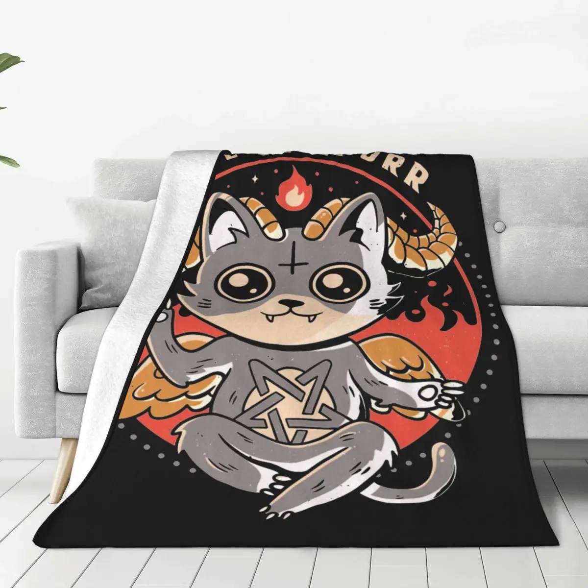 

Hail Lucipurr Blanket Fleece Cat Demon Satan Lucifer Evil Baphomet Horror Occult Metal Throw Blankets for Home Car Rug Piece