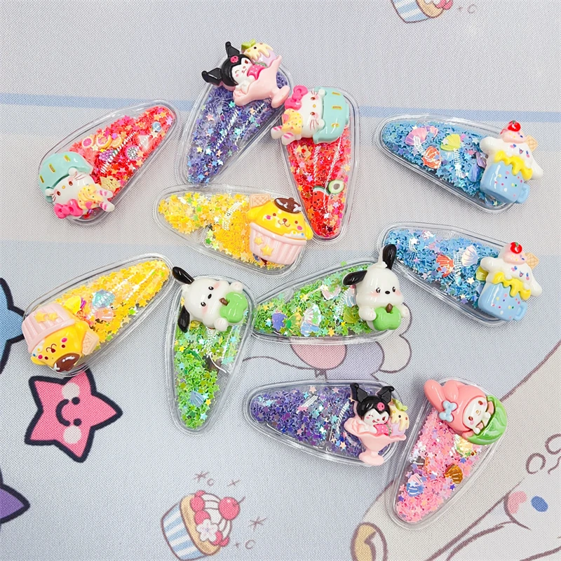 

Kawaii Sanrio Kuromi Hello Kitty Flow Sofa BB Clip My Melody Kids Girls Water Drop Hairpin Fashion Cute Hair Accessories Gifts