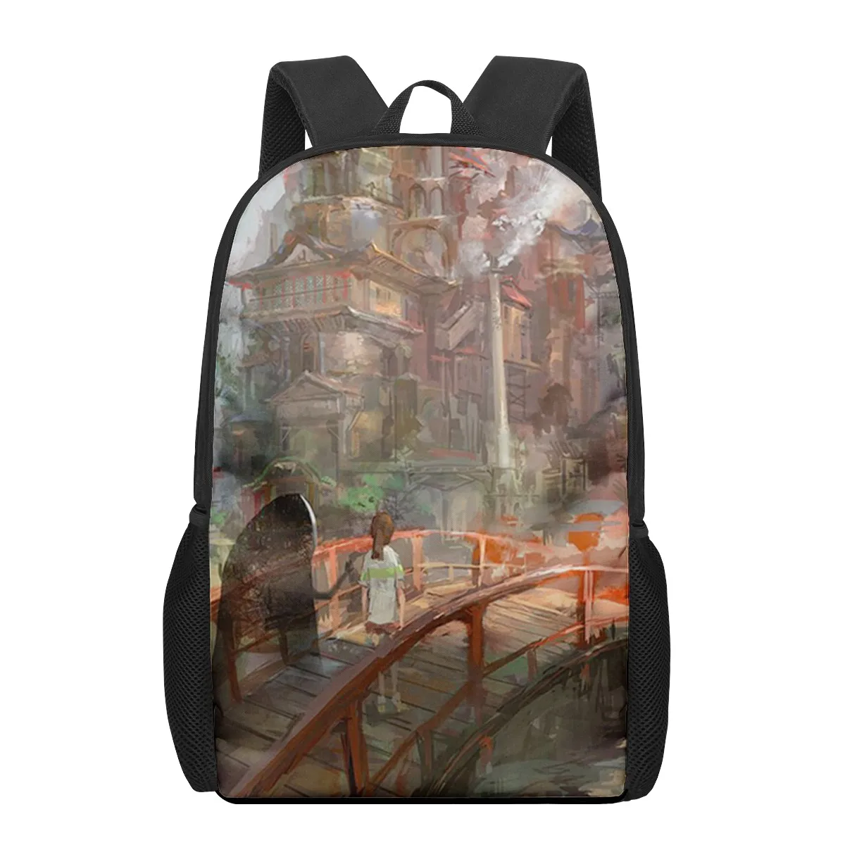 Anime Spirited Away Print Student Book Bags for Kids Boys Girls Backpack Children School Bag Mochilas 16inch Bookbags Satchel