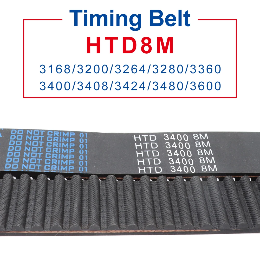 

1 Piece Rubber Belt HTD8M-3168/3200/3264/3280/3360/3400/3408/3424/3480/3600 Teeth Pitch 8.0 mm Pulley Belt Width 20/25/30/40 mm