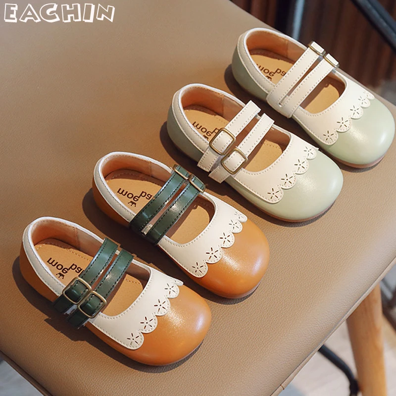 

Детские кожаные туфли для девочек, удобные танцевальные туфли с мягкой подошвой, школьная обувь в стиле ретро, Нескользящие, для начинающих ходить