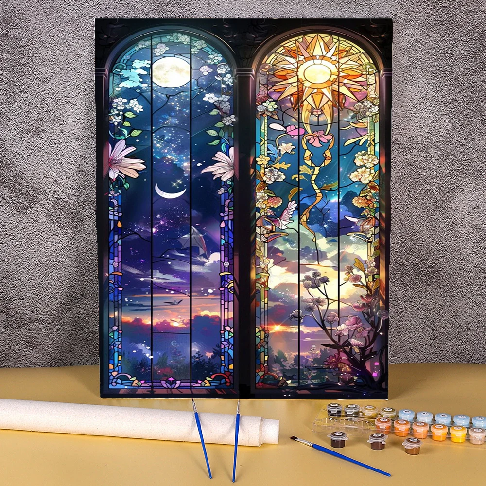 Мультяшная картина по номерам аниме акриловая краска на холсте пейзаж подарок