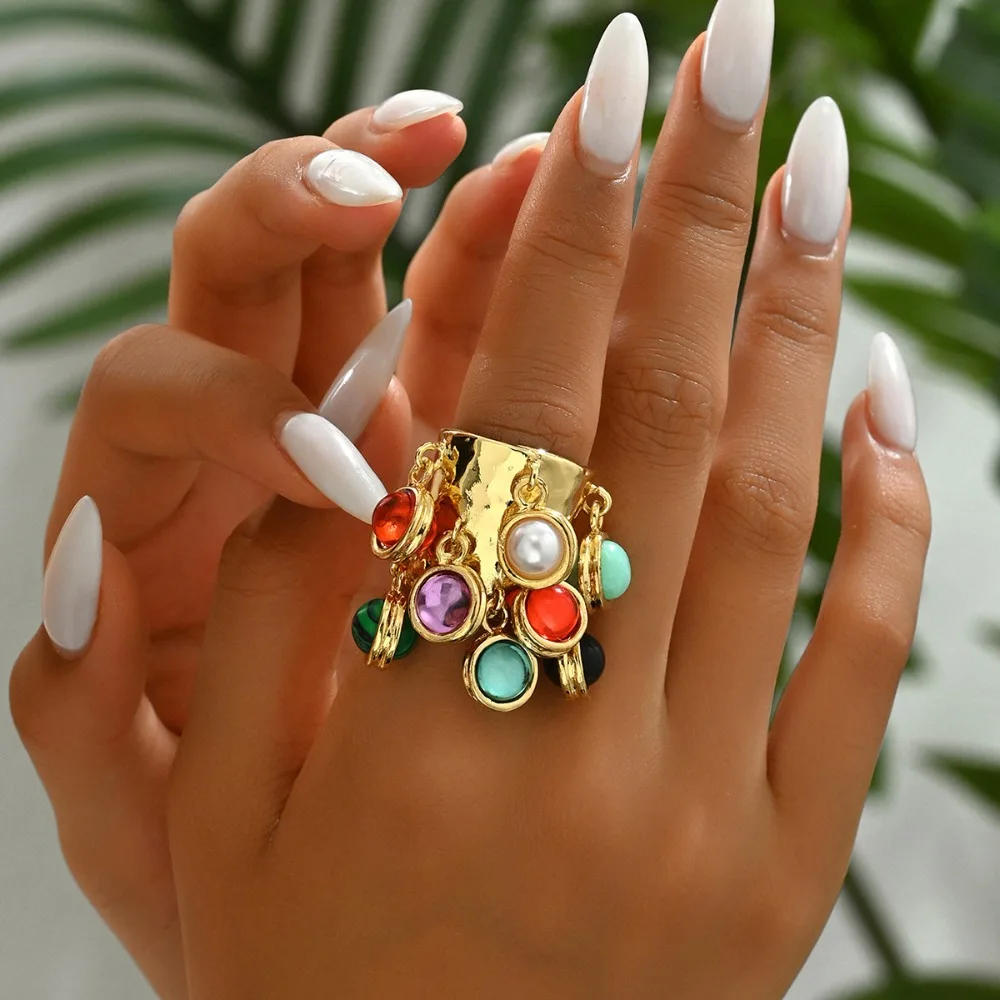 Модное дизайнерское винтажное Открытое кольцо с бахромой регулируемые