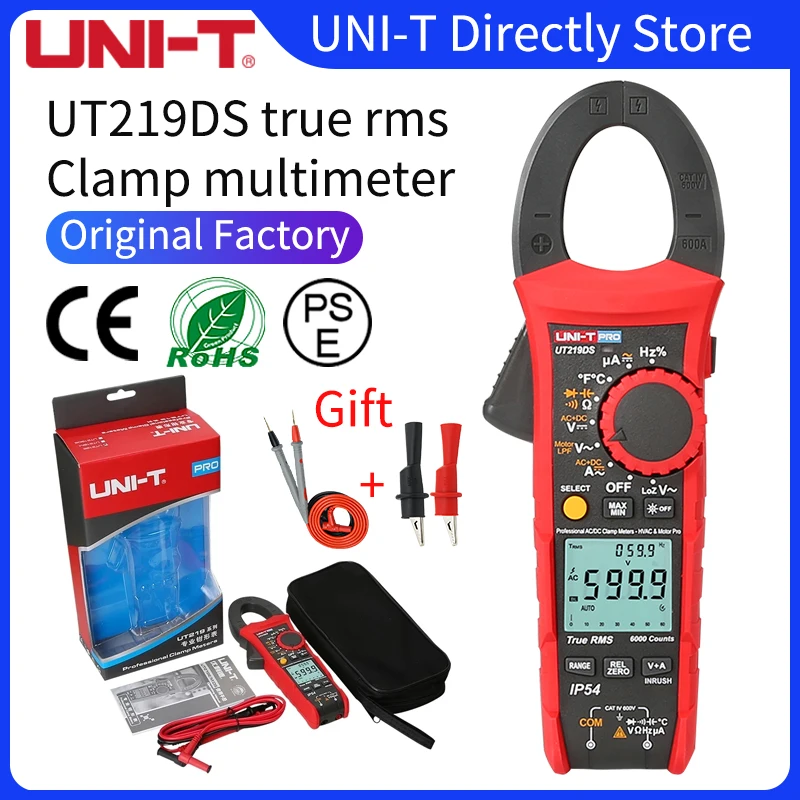 

UNI-T UT219E/UT219M/UT219DS Professional Clamp Meter True RMS LoZ input for ghost voltage measurement CAT IV 600V