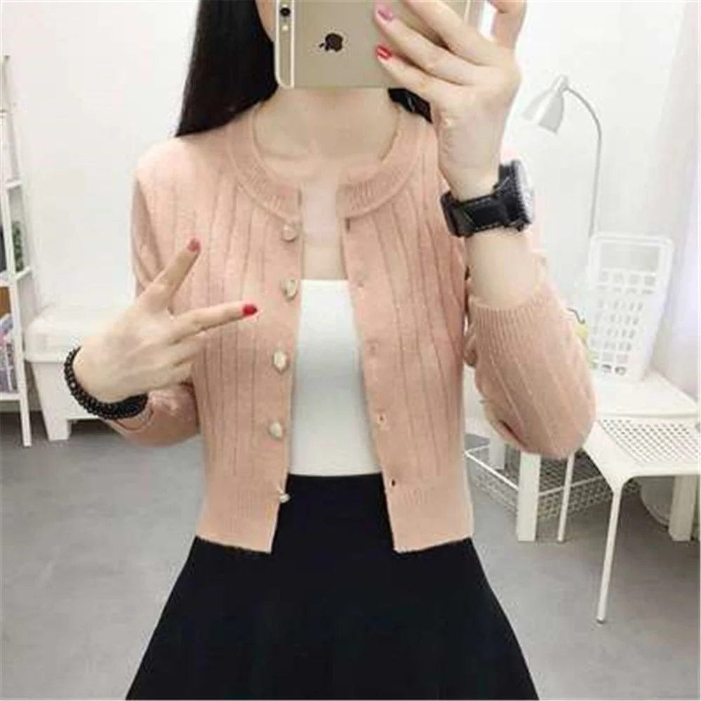 

2023 Woman Sweaters Cardigan Short Autumn Winter Sweater Long Sleeve Loose Knitted Cardigan Inner Wear Coat Top Sueters De Mujer