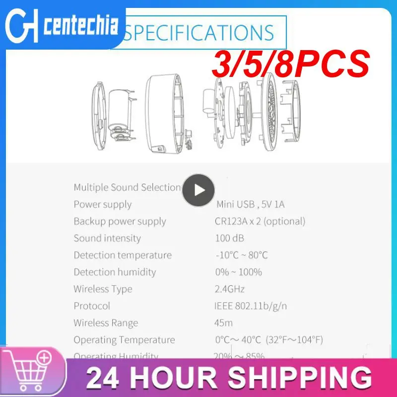 

3/5/8PCS Universal Wireless Siren Alarm Wifi Tuya Smart Human Body Sensors Smart Life App Remote Alarm