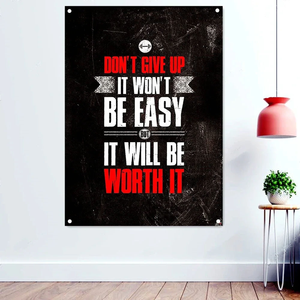 Мотивационный постер для фитнеса и тренировок Висячие картины флаг йоги